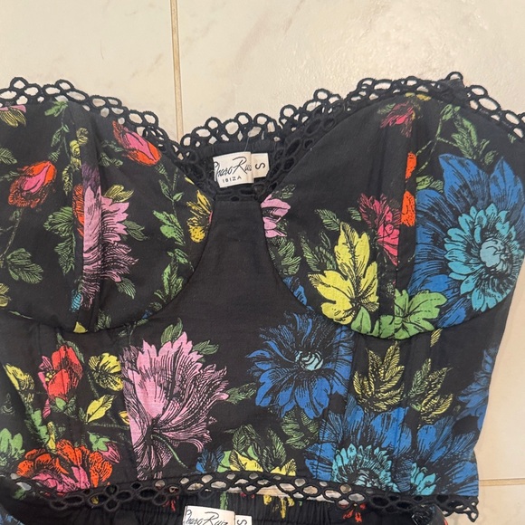 Charo Ruiz Black Floral Bustier (small)  and Matching Skirt (xs). - Picture 4 of 8